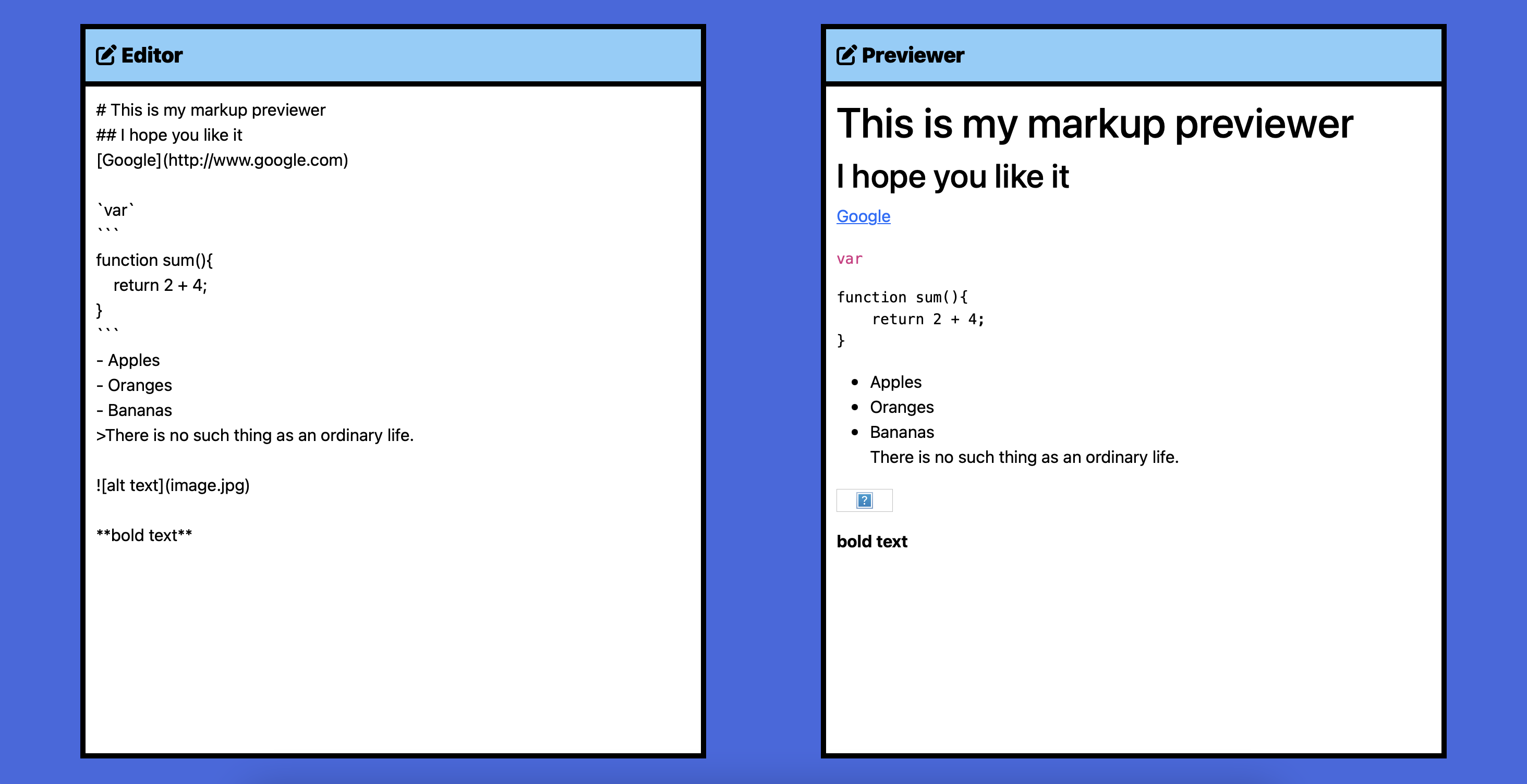 Markdown Previewer